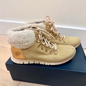 Cole Haan Tan and Gold Winter Boots
